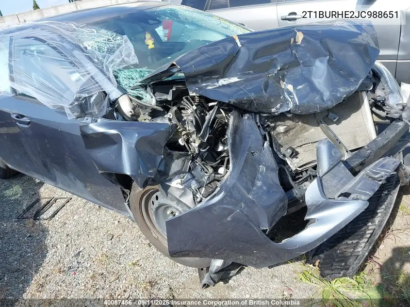 TOYOTA COROLLA 2018, VIN 2T1BURHE2JC988651