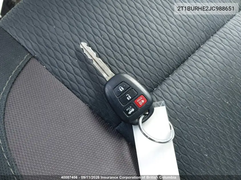 2018 TOYOTA COROLLA VIN 2T1BURHE2JC988651 — фото 11