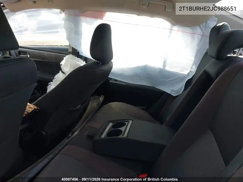 2018 TOYOTA COROLLA VIN 2T1BURHE2JC988651 — фото 8