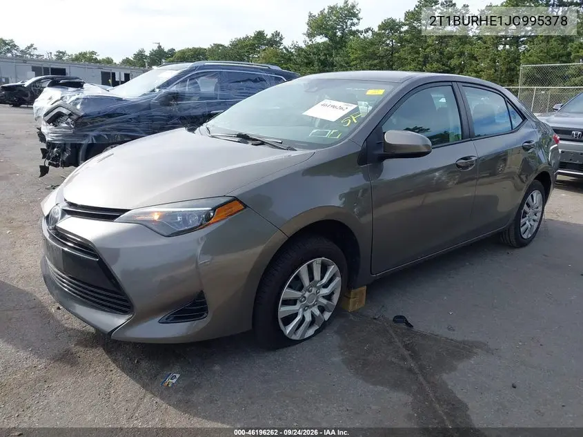 2018 TOYOTA COROLLA VIN 2T1BURHE1JC995378 — фото 2