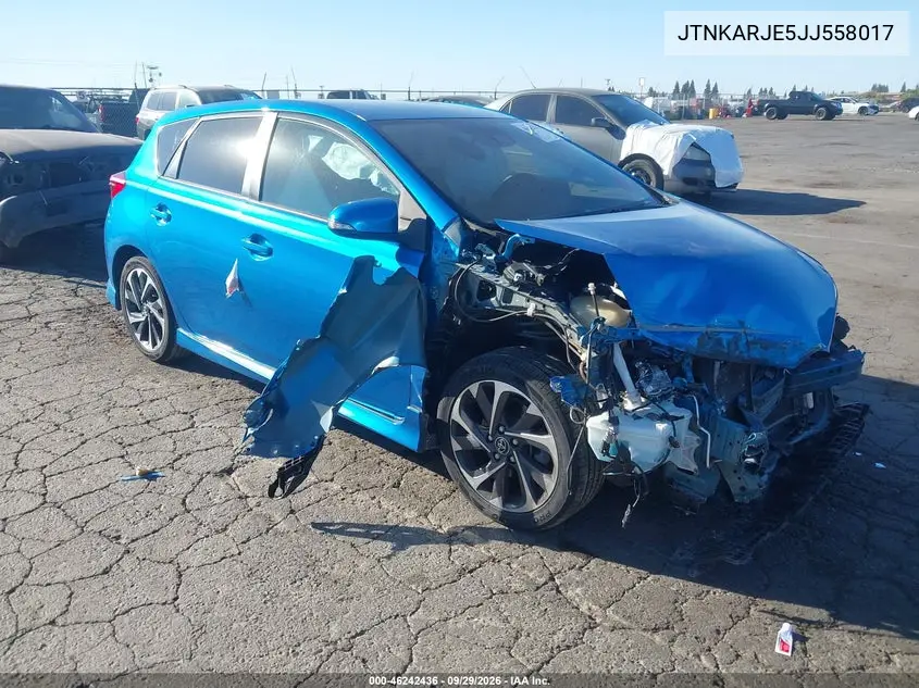 TOYOTA COROLLA 2018, VIN JTNKARJE5JJ558017