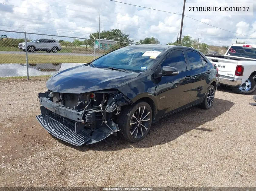 2018 TOYOTA COROLLA VIN 2T1BURHE4JC018137 — фото 2