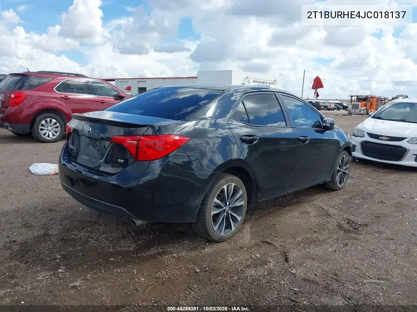 2018 TOYOTA COROLLA VIN 2T1BURHE4JC018137 — фото 4