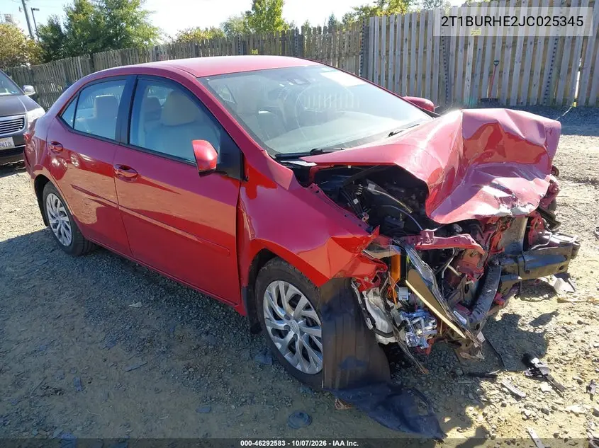 TOYOTA COROLLA 2018, VIN 2T1BURHE2JC025345