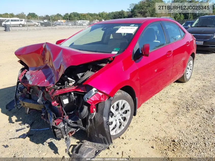 2018 TOYOTA COROLLA VIN 2T1BURHE2JC025345 — фото 2