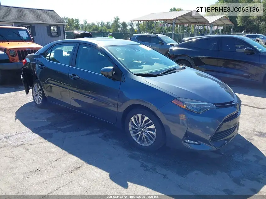 TOYOTA COROLLA 2018, VIN 2T1BPRHE8JC063136