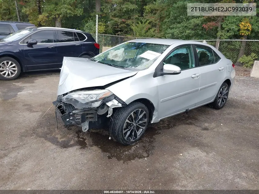 2018 TOYOTA COROLLA VIN 2T1BURHE2JC993039 — фото 2