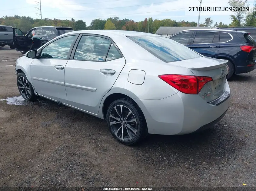 2018 TOYOTA COROLLA VIN 2T1BURHE2JC993039 — фото 3