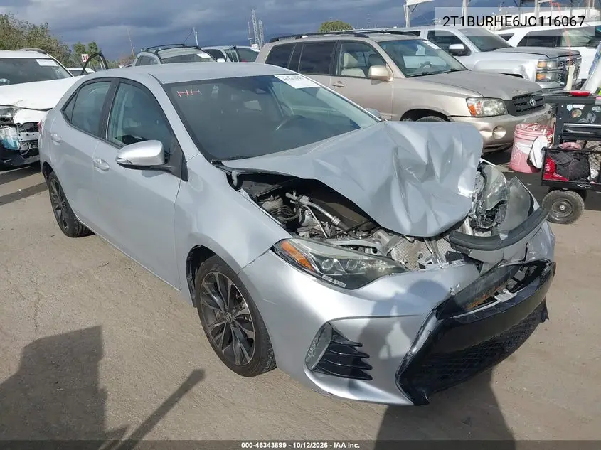TOYOTA COROLLA 2018, VIN 2T1BURHE6JC116067