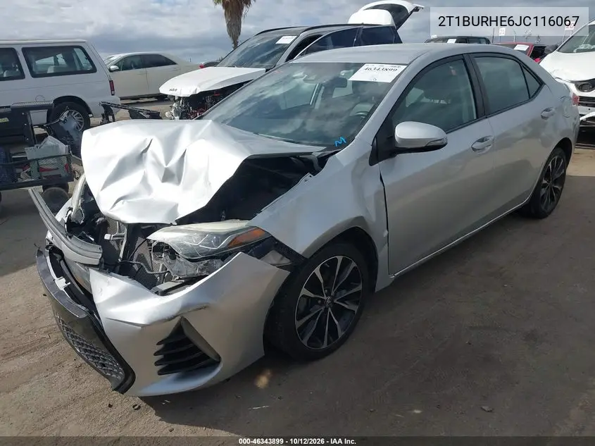 2018 TOYOTA COROLLA VIN 2T1BURHE6JC116067 — фото 2