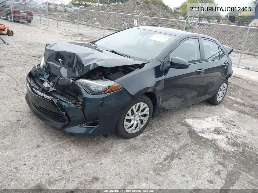 2018 TOYOTA COROLLA VIN 2T1BURHE6JC012405 — фото 2