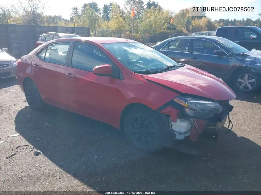 TOYOTA COROLLA 2018, VIN 2T1BURHE0JC078562