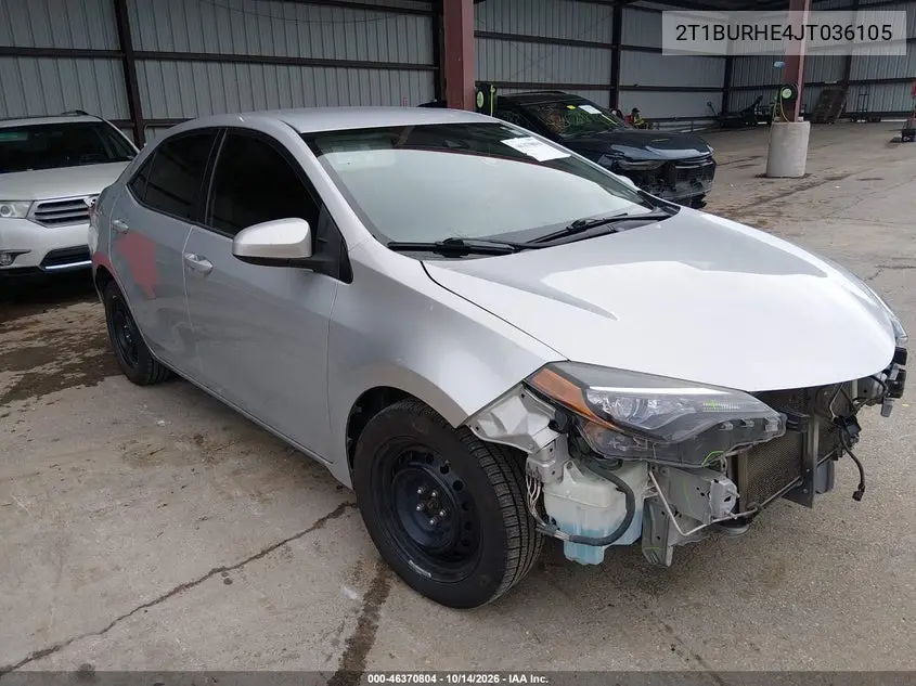 TOYOTA COROLLA 2018, VIN 2T1BURHE4JT036105