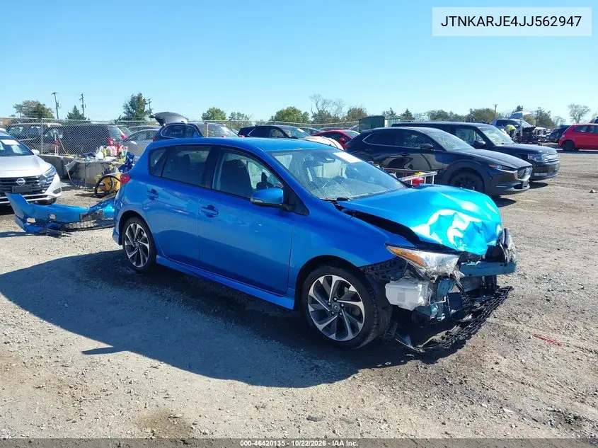 TOYOTA COROLLA 2018, VIN JTNKARJE4JJ562947
