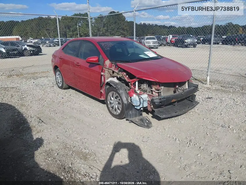 TOYOTA COROLLA 2018, VIN 5YFBURHE3JP738819