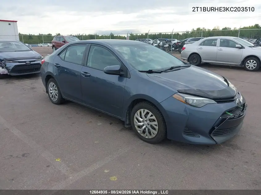 TOYOTA COROLLA 2019, VIN 2T1BURHE3KC203510