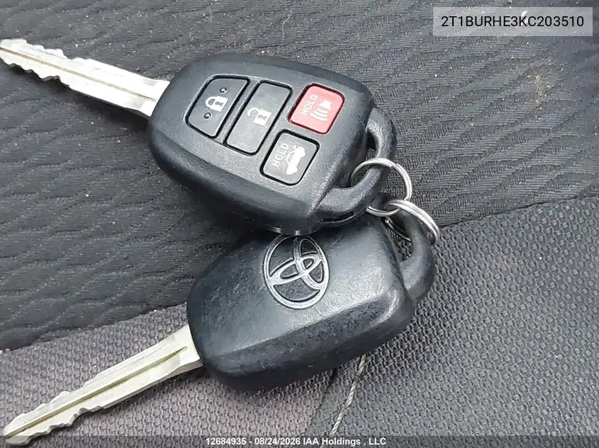 2019 TOYOTA COROLLA VIN 2T1BURHE3KC203510 — фото 10
