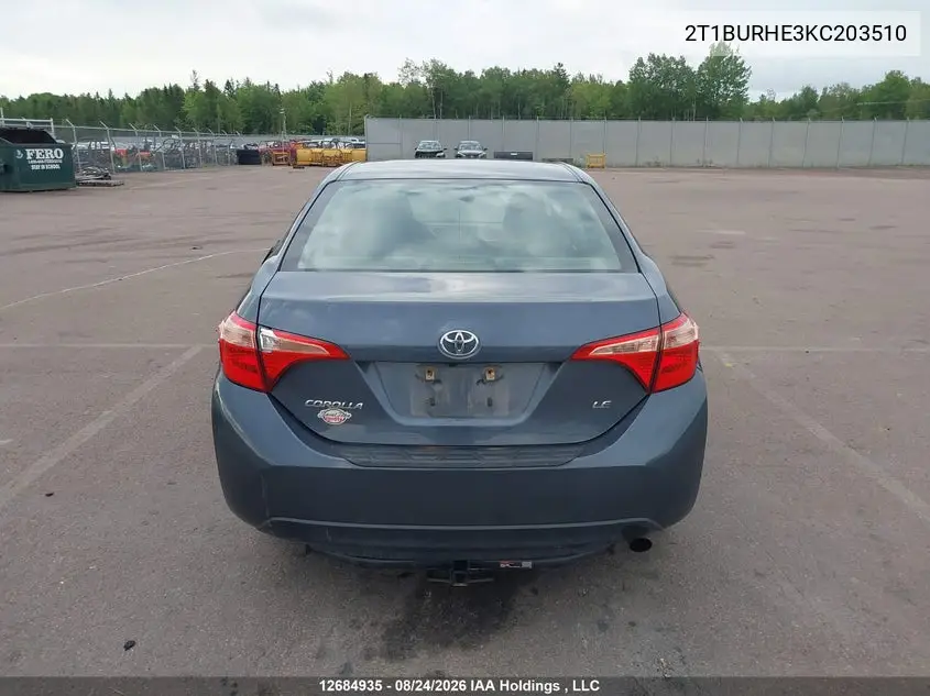 2019 TOYOTA COROLLA VIN 2T1BURHE3KC203510 — фото 15