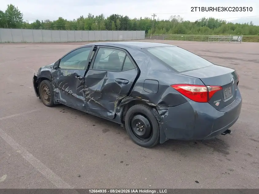 2019 TOYOTA COROLLA VIN 2T1BURHE3KC203510 — фото 3