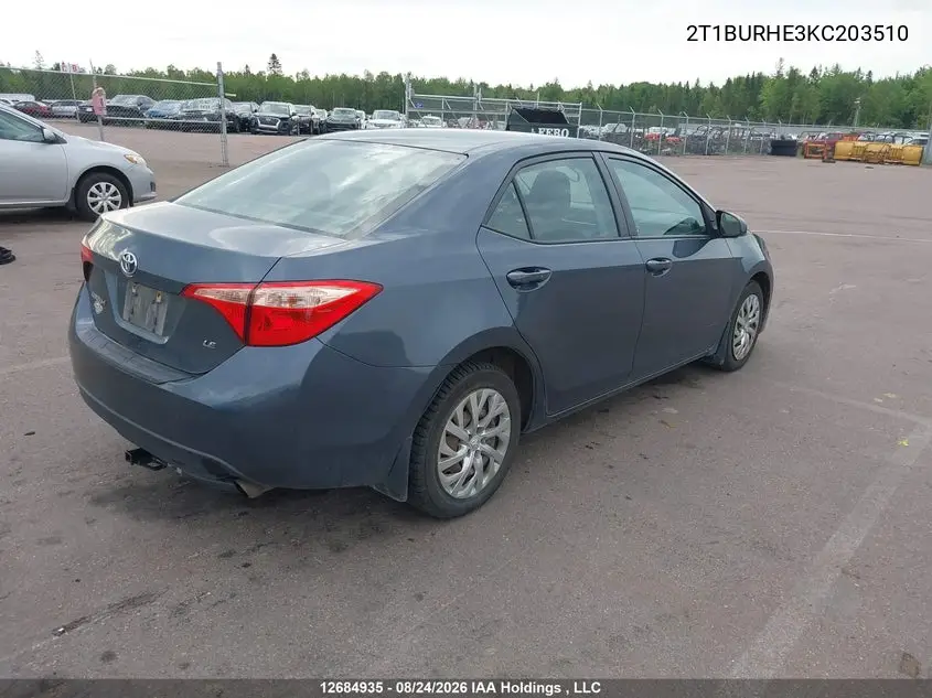 2019 TOYOTA COROLLA VIN 2T1BURHE3KC203510 — фото 4