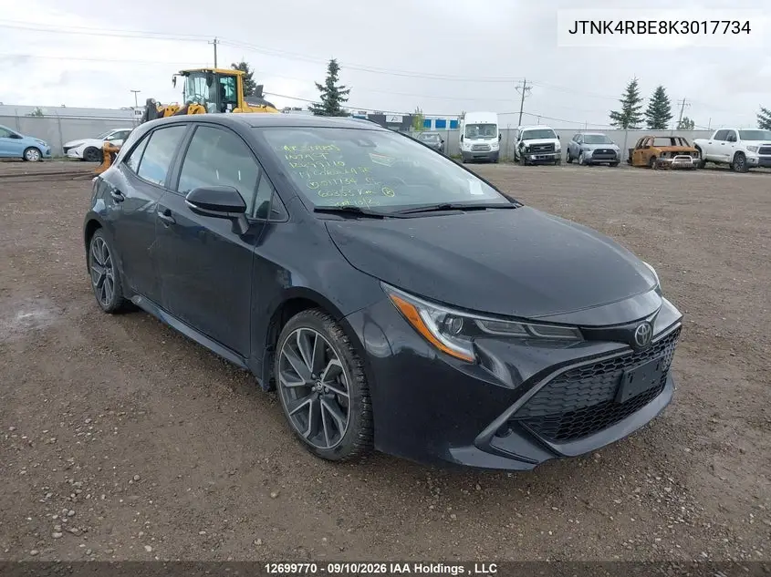 TOYOTA COROLLA 2019, VIN JTNK4RBE8K3017734