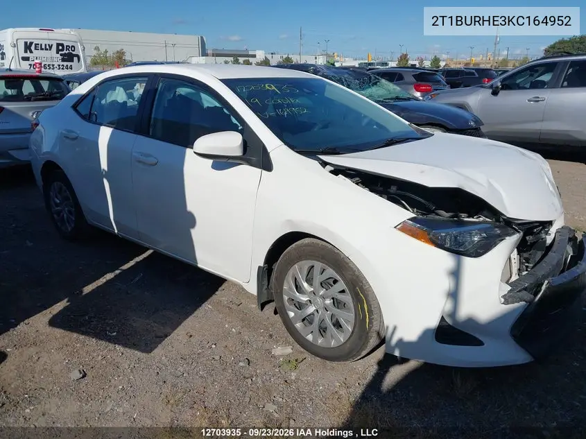 TOYOTA COROLLA 2019, VIN 2T1BURHE3KC164952