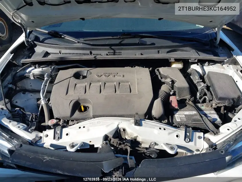 2019 TOYOTA COROLLA VIN 2T1BURHE3KC164952 — фото 10