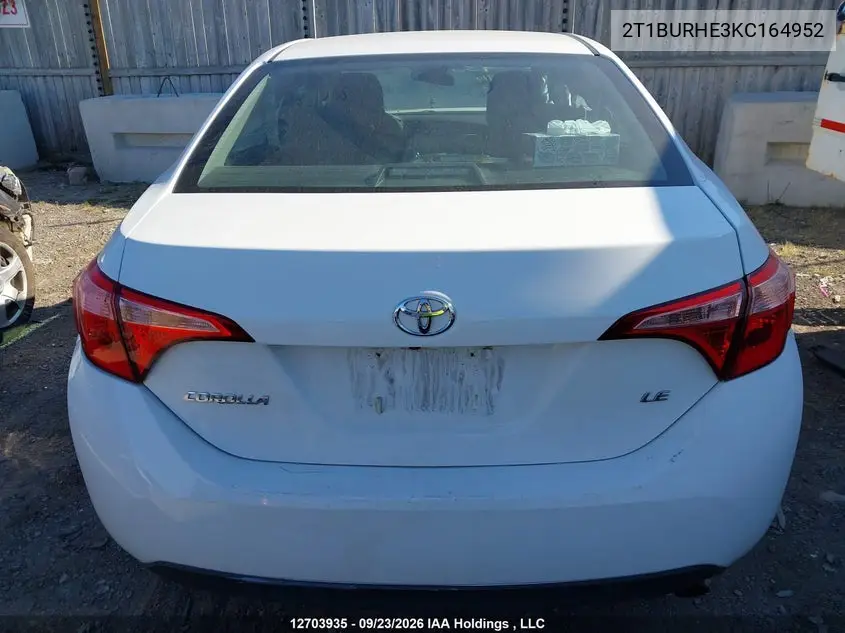 2019 TOYOTA COROLLA VIN 2T1BURHE3KC164952 — фото 16