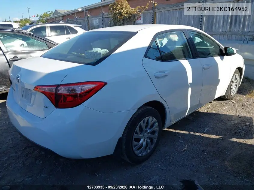 2019 TOYOTA COROLLA VIN 2T1BURHE3KC164952 — фото 4