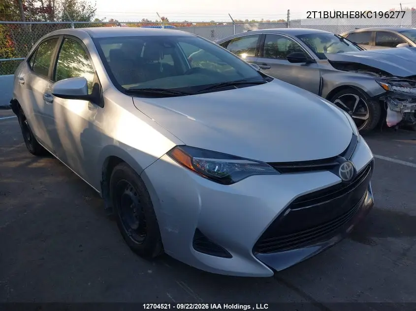TOYOTA COROLLA 2019, VIN 2T1BURHE8KC196277