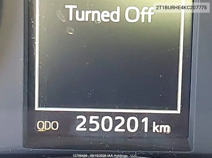 2019 TOYOTA COROLLA VIN 2T1BURHE4KC207775 — фото 15