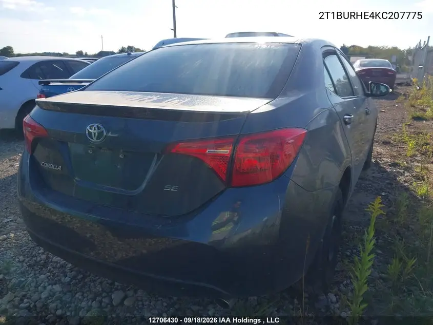 2019 TOYOTA COROLLA VIN 2T1BURHE4KC207775 — фото 4