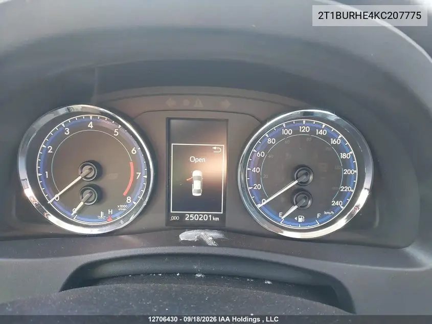 2019 TOYOTA COROLLA VIN 2T1BURHE4KC207775 — фото 7
