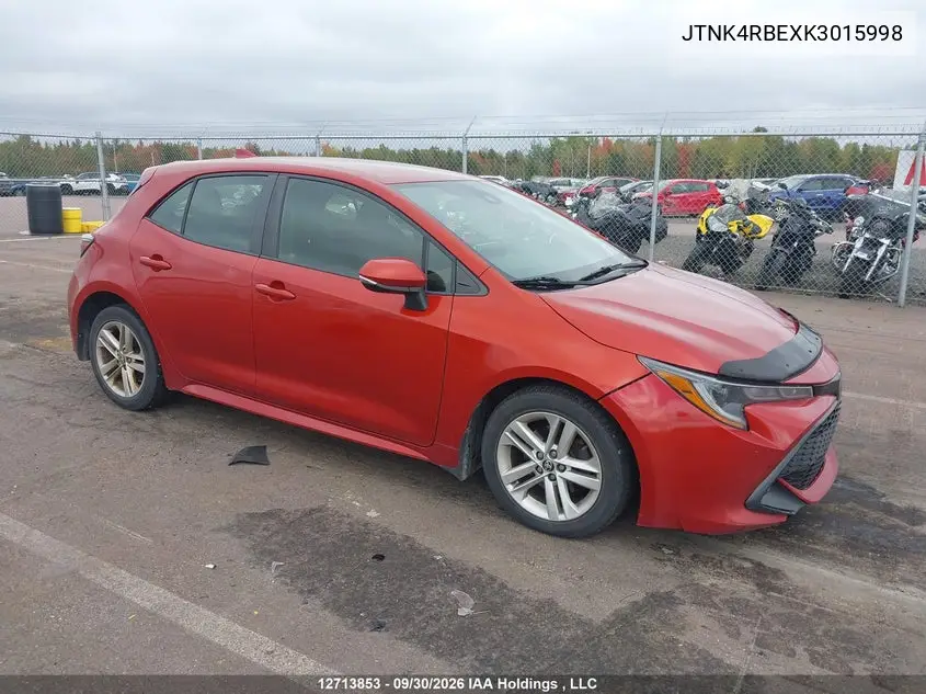 TOYOTA COROLLA 2019, VIN JTNK4RBEXK3015998