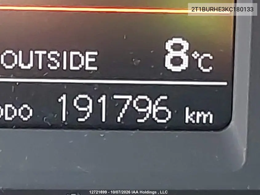 2019 TOYOTA COROLLA VIN 2T1BURHE3KC180133 — фото 16