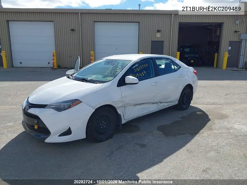 2019 TOYOTA COROLLA VIN 2T1BURHE2KC209489 — фото 2