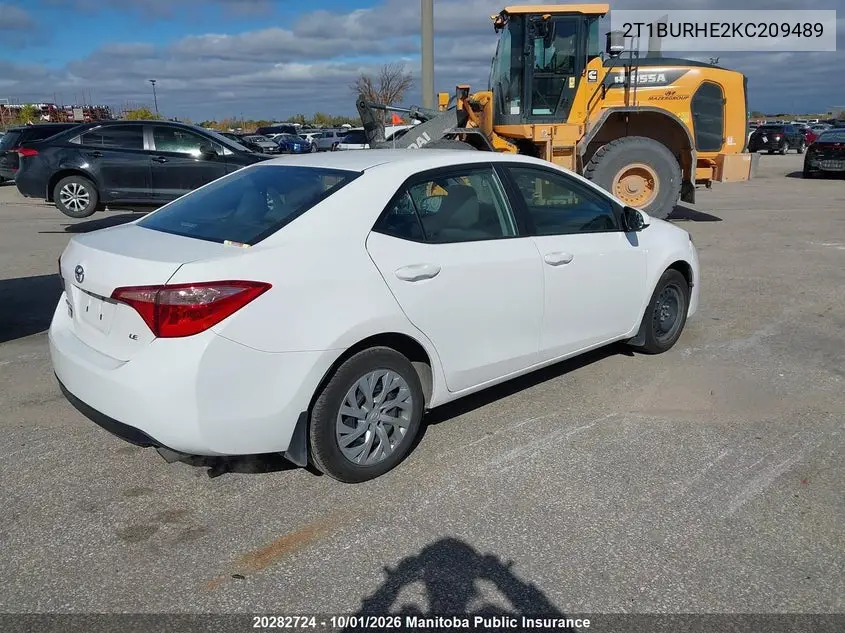 2019 TOYOTA COROLLA VIN 2T1BURHE2KC209489 — фото 4