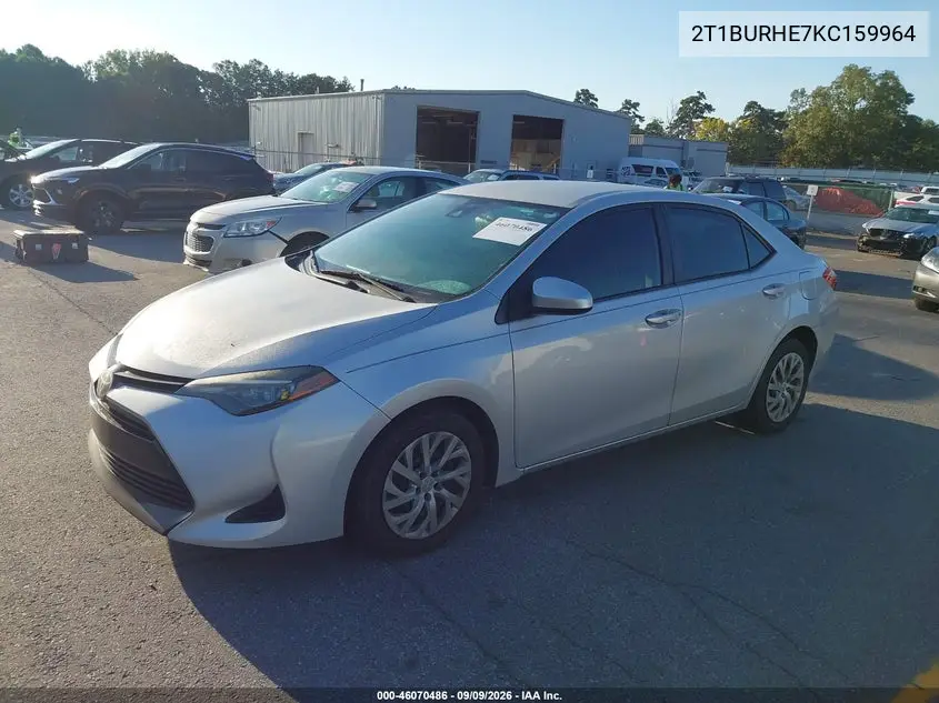 2019 TOYOTA COROLLA VIN 2T1BURHE7KC159964 — фото 2