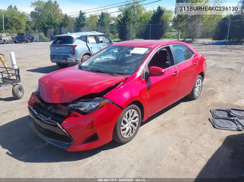 2019 TOYOTA COROLLA VIN 2T1BURHE4KC236130 — фото 2