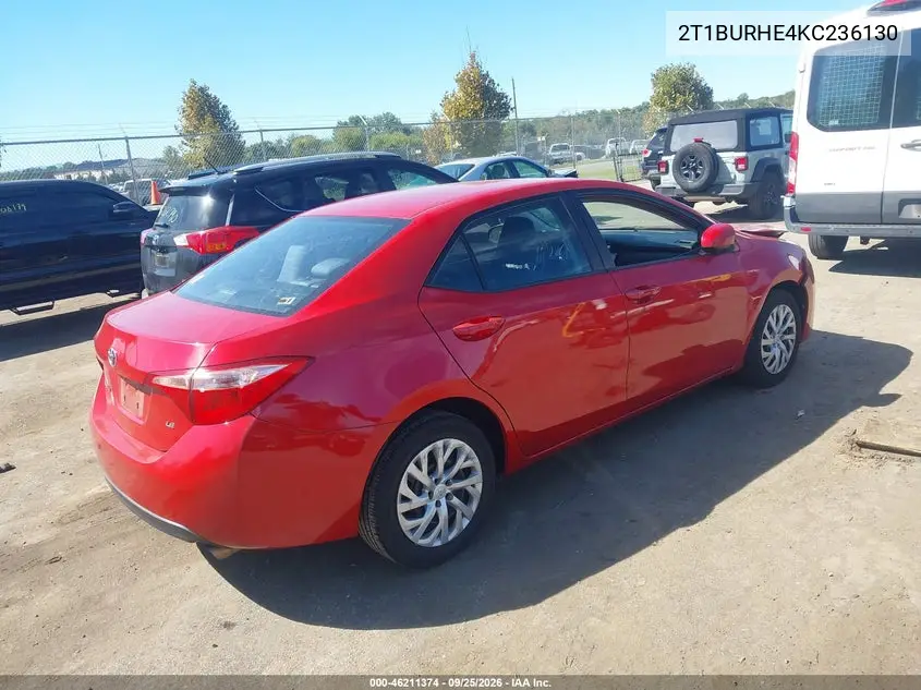 2019 TOYOTA COROLLA VIN 2T1BURHE4KC236130 — фото 4