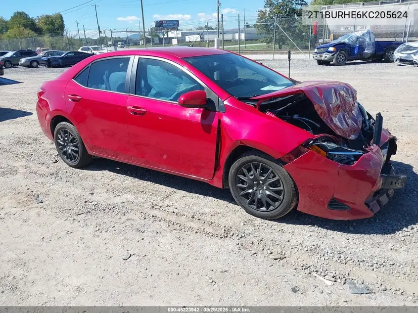 TOYOTA COROLLA 2019, VIN 2T1BURHE6KC205624