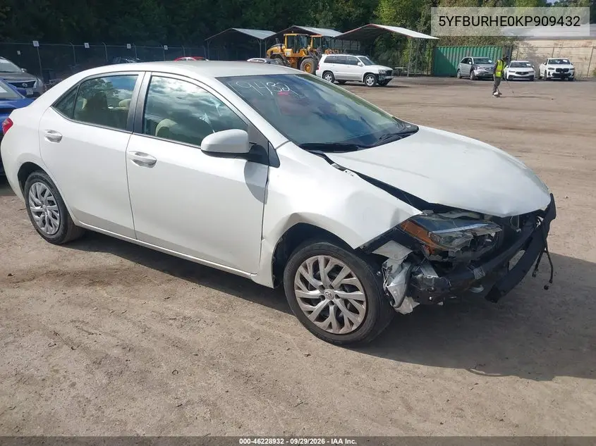 TOYOTA COROLLA 2019, VIN 5YFBURHE0KP909432