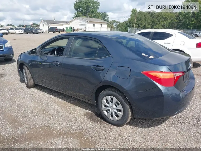 2019 TOYOTA COROLLA VIN 2T1BURHE0KC194894 — фото 3