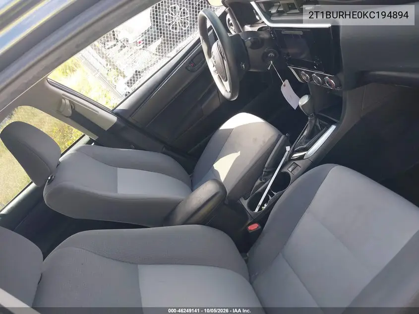 2019 TOYOTA COROLLA VIN 2T1BURHE0KC194894 — фото 5