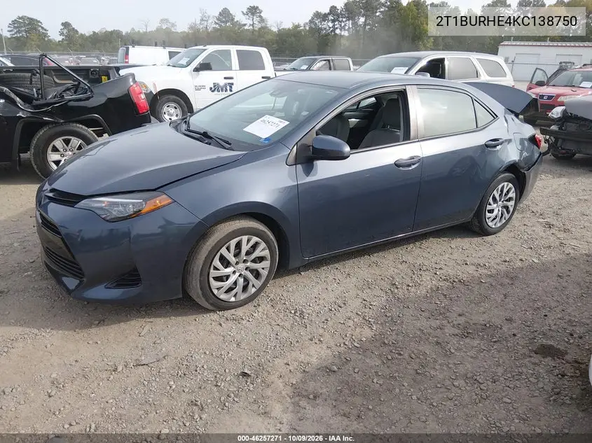 2019 TOYOTA COROLLA VIN 2T1BURHE4KC138750 — фото 2