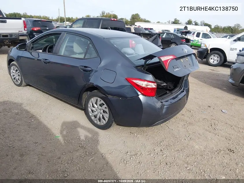 2019 TOYOTA COROLLA VIN 2T1BURHE4KC138750 — фото 3