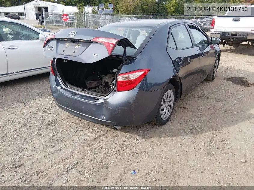 2019 TOYOTA COROLLA VIN 2T1BURHE4KC138750 — фото 4