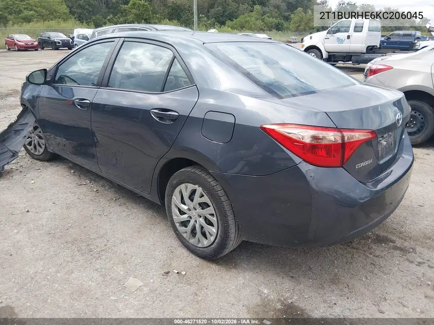 2019 TOYOTA COROLLA VIN 2T1BURHE6KC206045 — фото 3