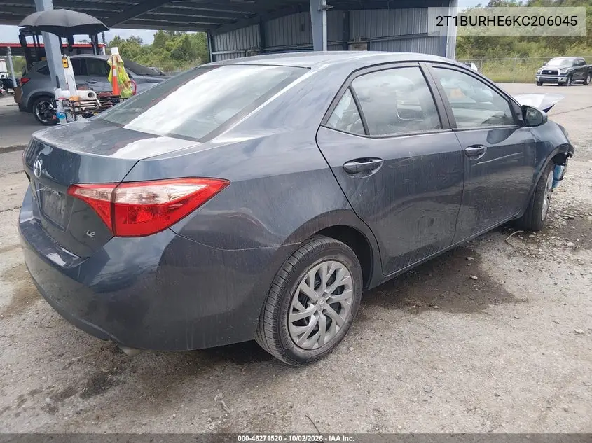 2019 TOYOTA COROLLA VIN 2T1BURHE6KC206045 — фото 4