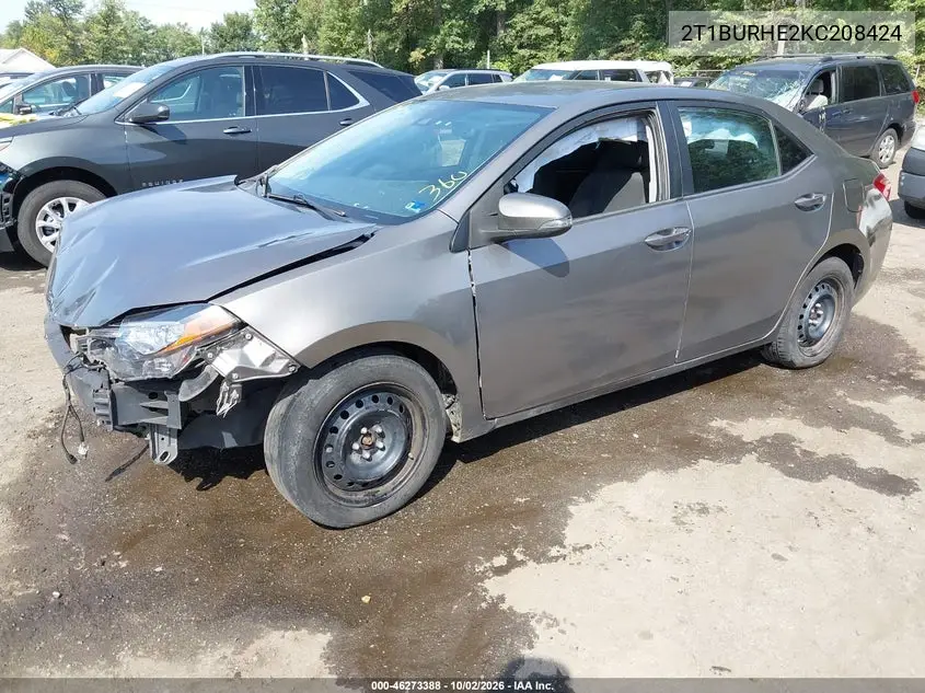 2019 TOYOTA COROLLA VIN 2T1BURHE2KC208424 — фото 2